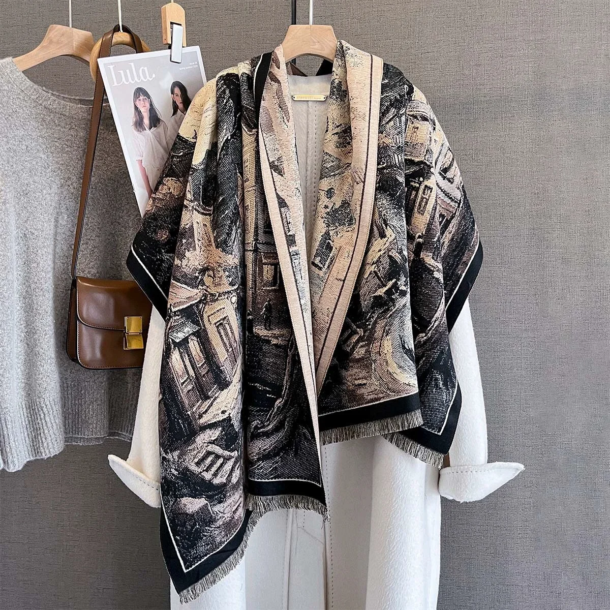 

Новый брендовый женский двусторонний шарф, имитация кашемира, мягкая теплая шаль из пашмины, зимний уличный холодостойкий ветрозащитный шарф-одеяло