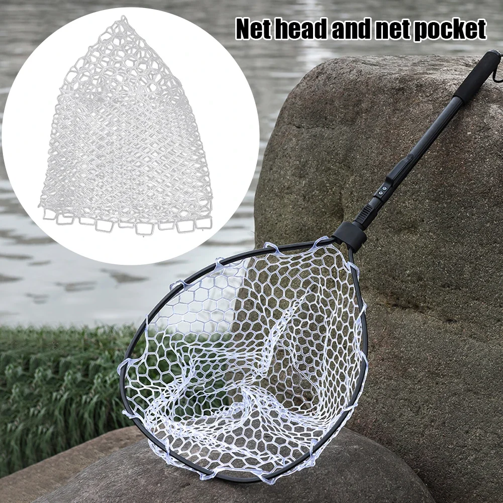 32cm 40cm 55cm Rubber Fishing Nets Mesh Fish Catch Release Network Trap Landing Dip Net Collapsible Fishing Accessories