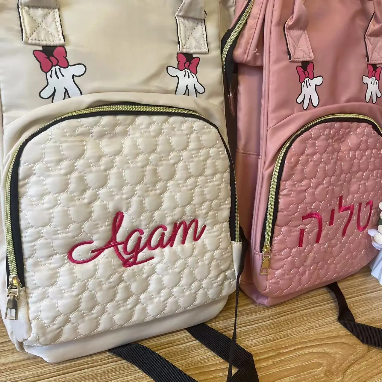 Embroidered Fashion Mommy Bag，Personalized Custom Multi purpose 、Large Capacity、Outgoing Storage Bag、Mother Baby Bag ，With Name