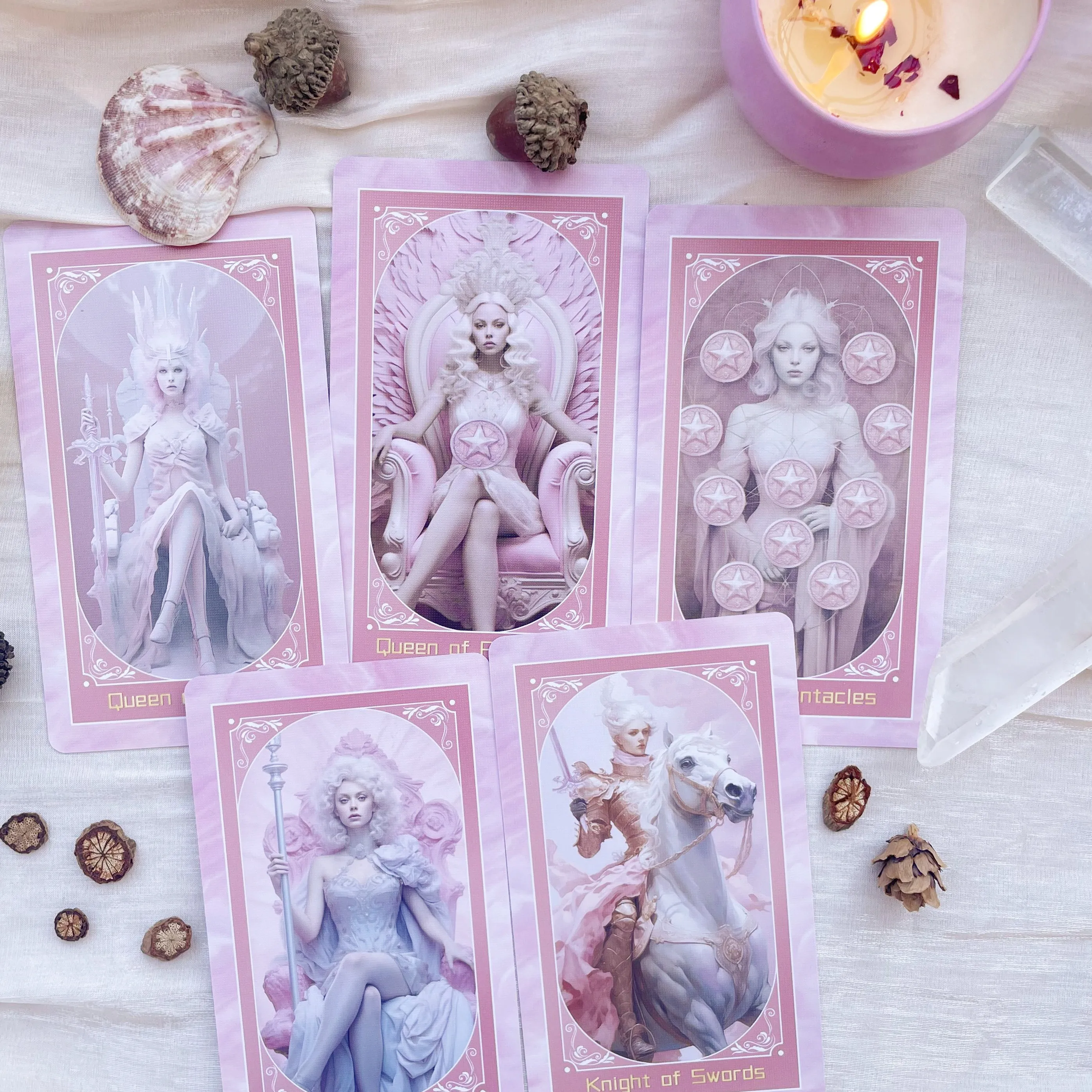 Genuine New Professional Divination Deck Pink Love Tarot Spanish 78 Beginners 12x7cm High Quality