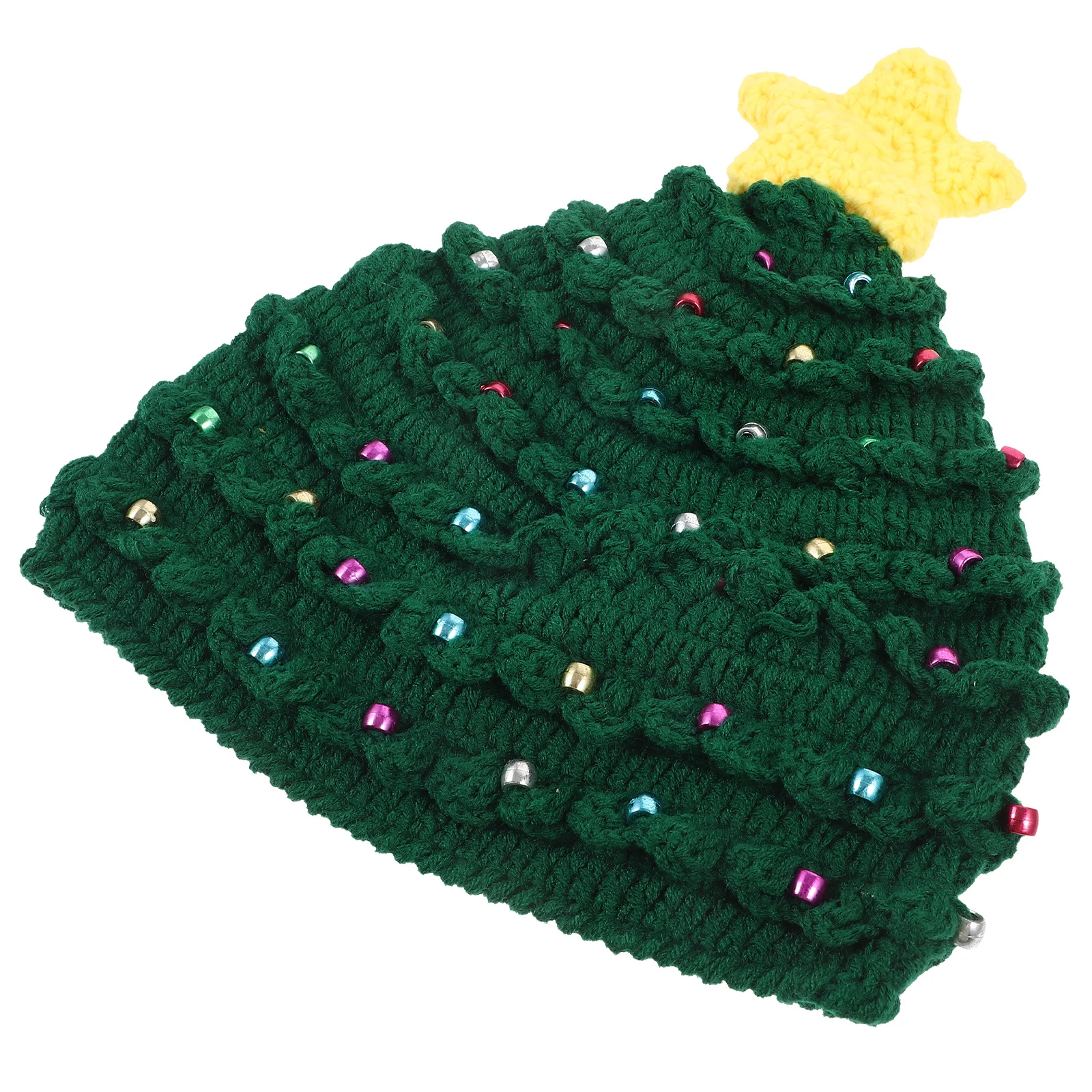 

Festive Christmas Tree Shaped Knit Hat One Size Fits All Warm Wool Yarn Winter Cap Xmas Party Wear Gift for Her