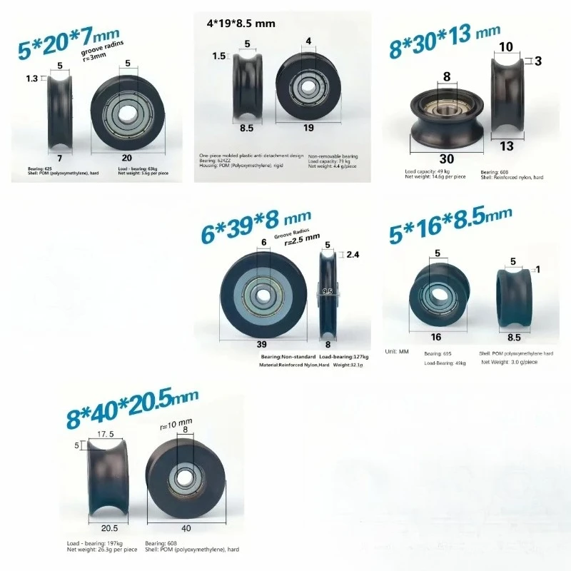 

Six Different Specifications U-shaped Groove Plastic-coated Bearing Pulleys