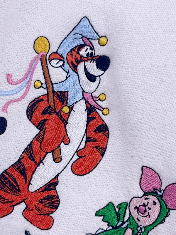 Oversized Ouderlengte Fce gevoerd rond Ne-sweatshirt met puur borduurwerk Cartoonpatroon voor koppels ex