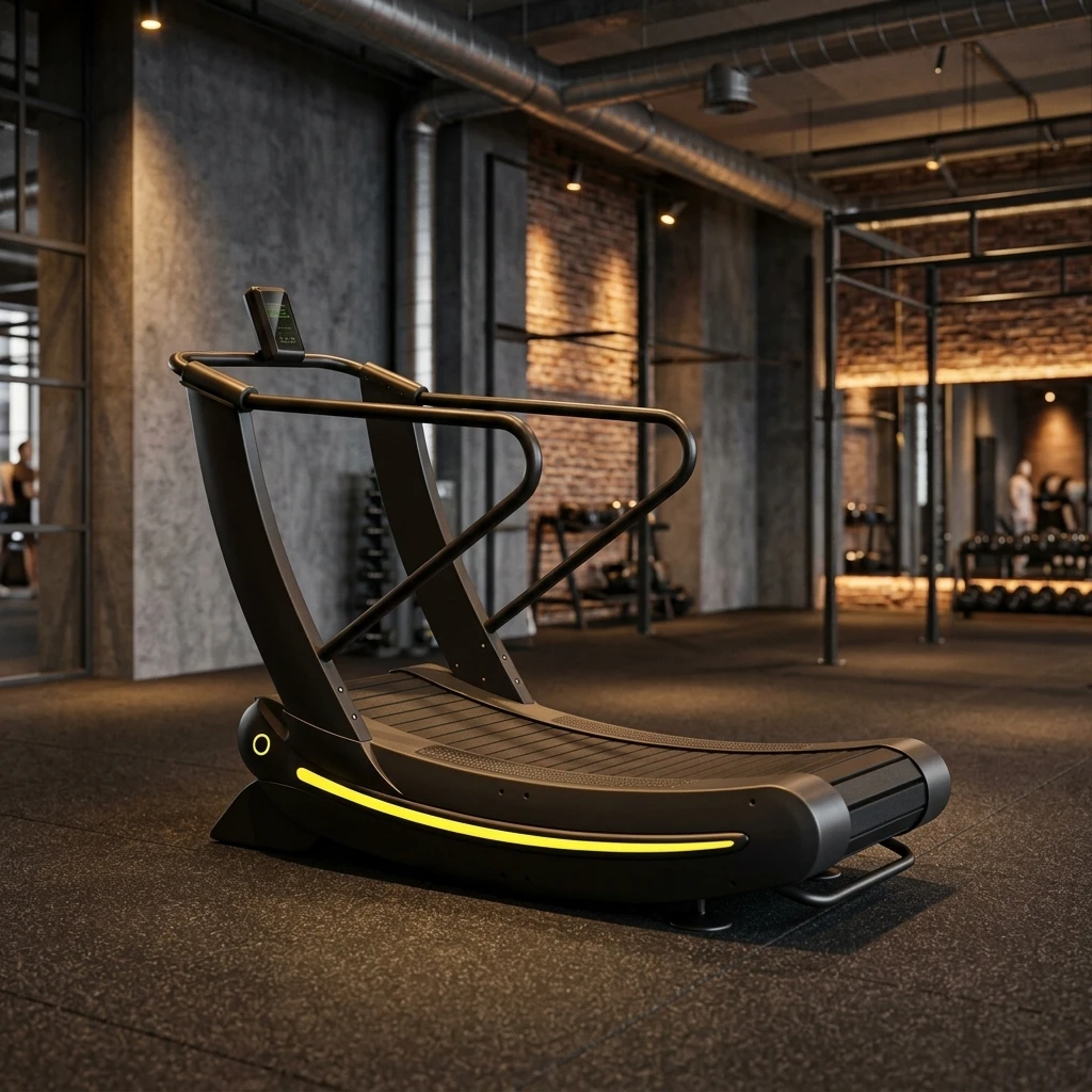 Commercial Heavy-Duty Curved Treadmill 180KG Load Capacity Steel Body LED Display 15-20km/h Speed Range Professional