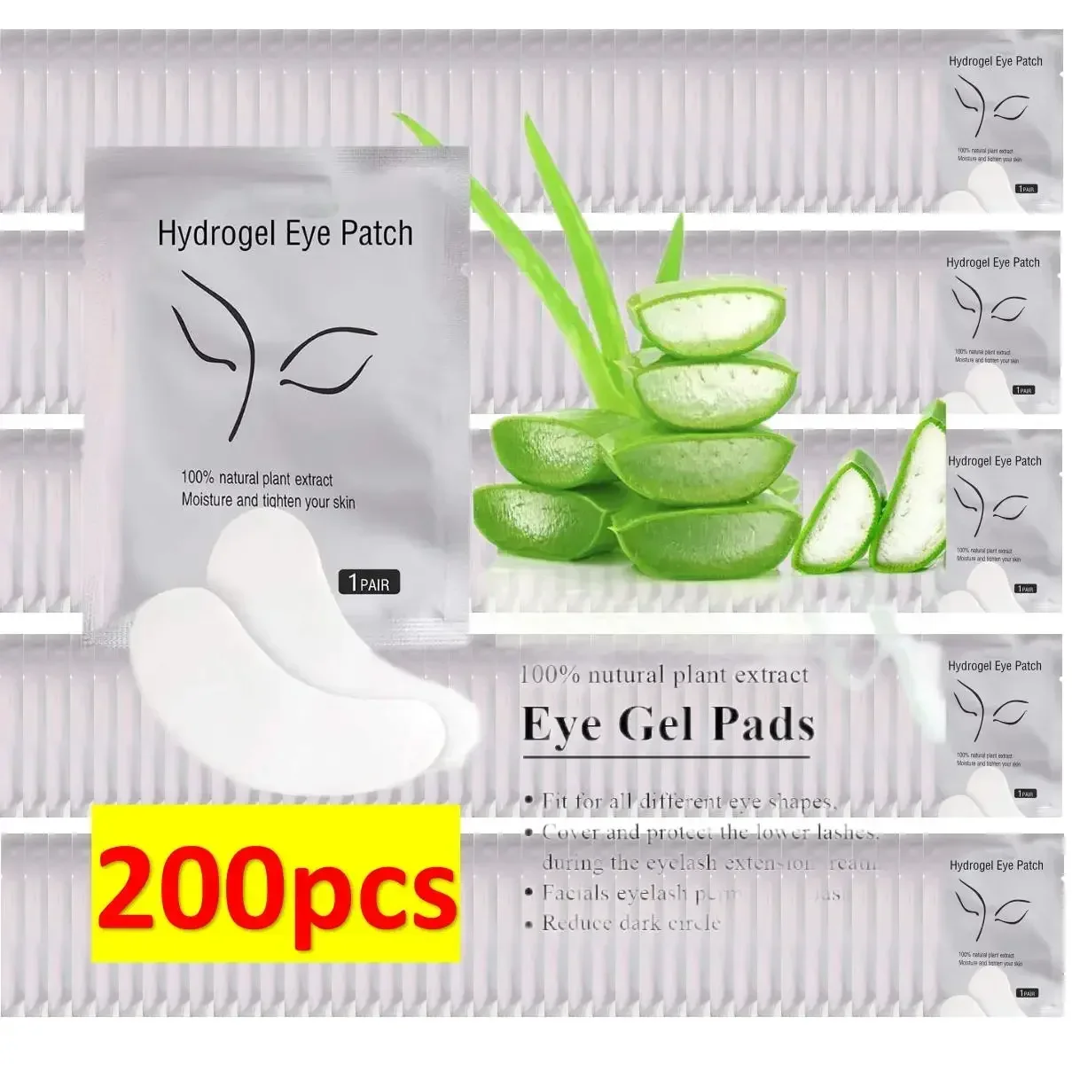 

200 Pair Eyelash Extension U-Shaped Incision Gel Paper Patches Grafted False Lash Under Eye Pad Sticker Tips Female Makeup Tools