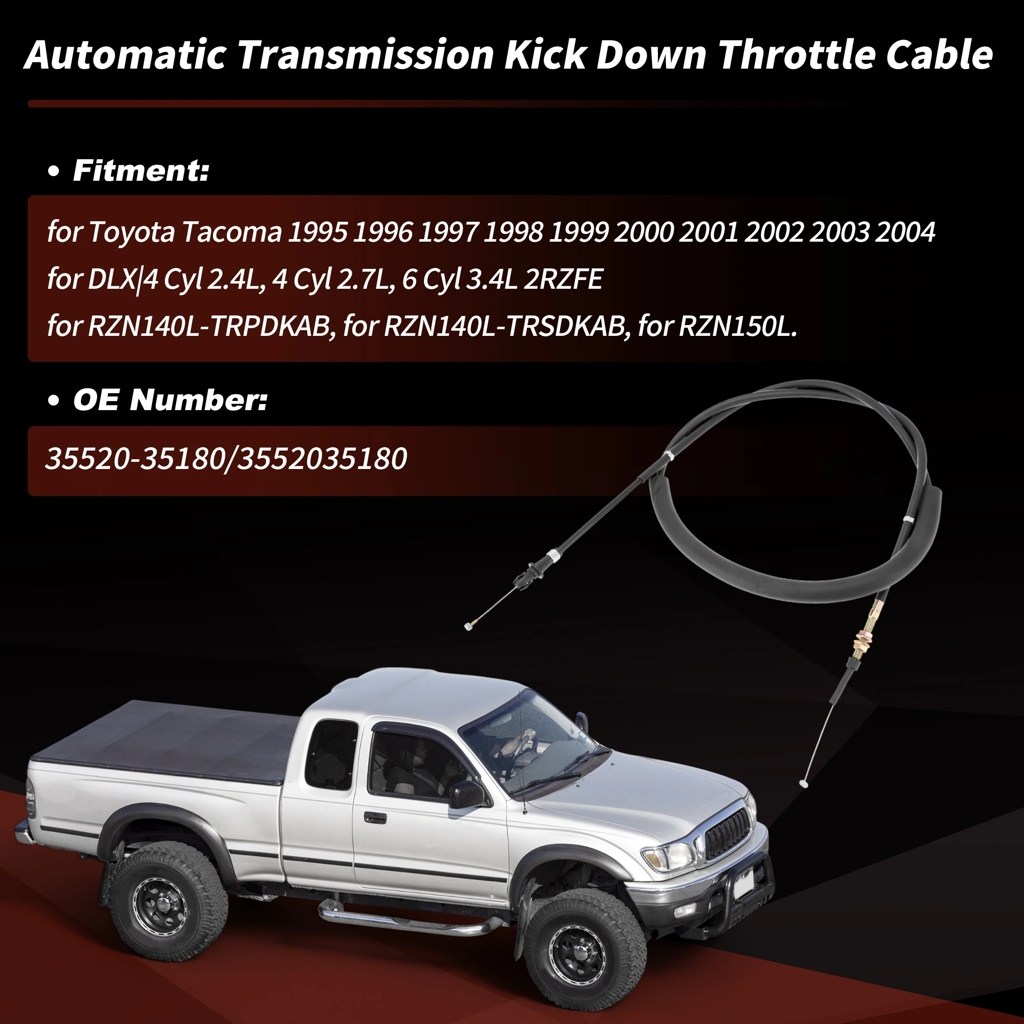 

UXCELL Auto Trans Kick Down Throttle Cable for Toyota Tacoma 1995-2004 No.35520-35180