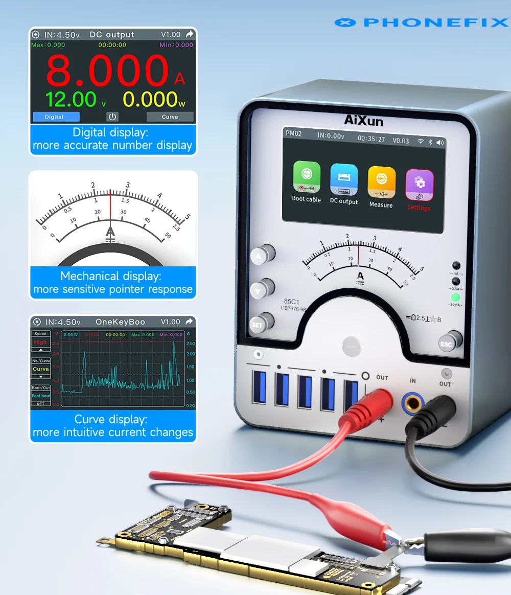 Aixun-インテリジェントDC電源電圧ダイオードテスト,デジタルポインターディスプレイ,調整可能な電流,電話修理検出ツール,pm02
