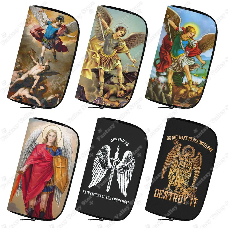 Saint Michael The Archangel portafoglio St Michael Destroy The Devil Coin Money Bag Catholic Christian Small Storage Bag Mini Pouch