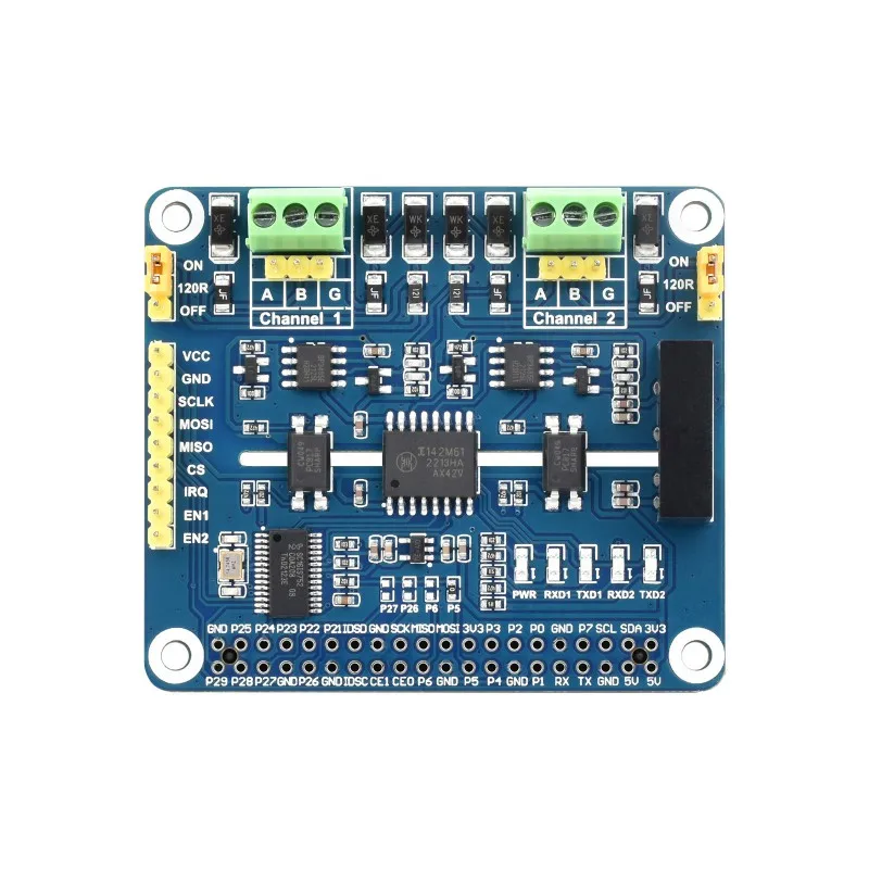 Raspberry Pi 2 Channel Isolated RS485 Expansion HAT SC16IS752 + SP3485 Solution for Raspberry Pi 5 4B 3B+ 3B Zero 2 W