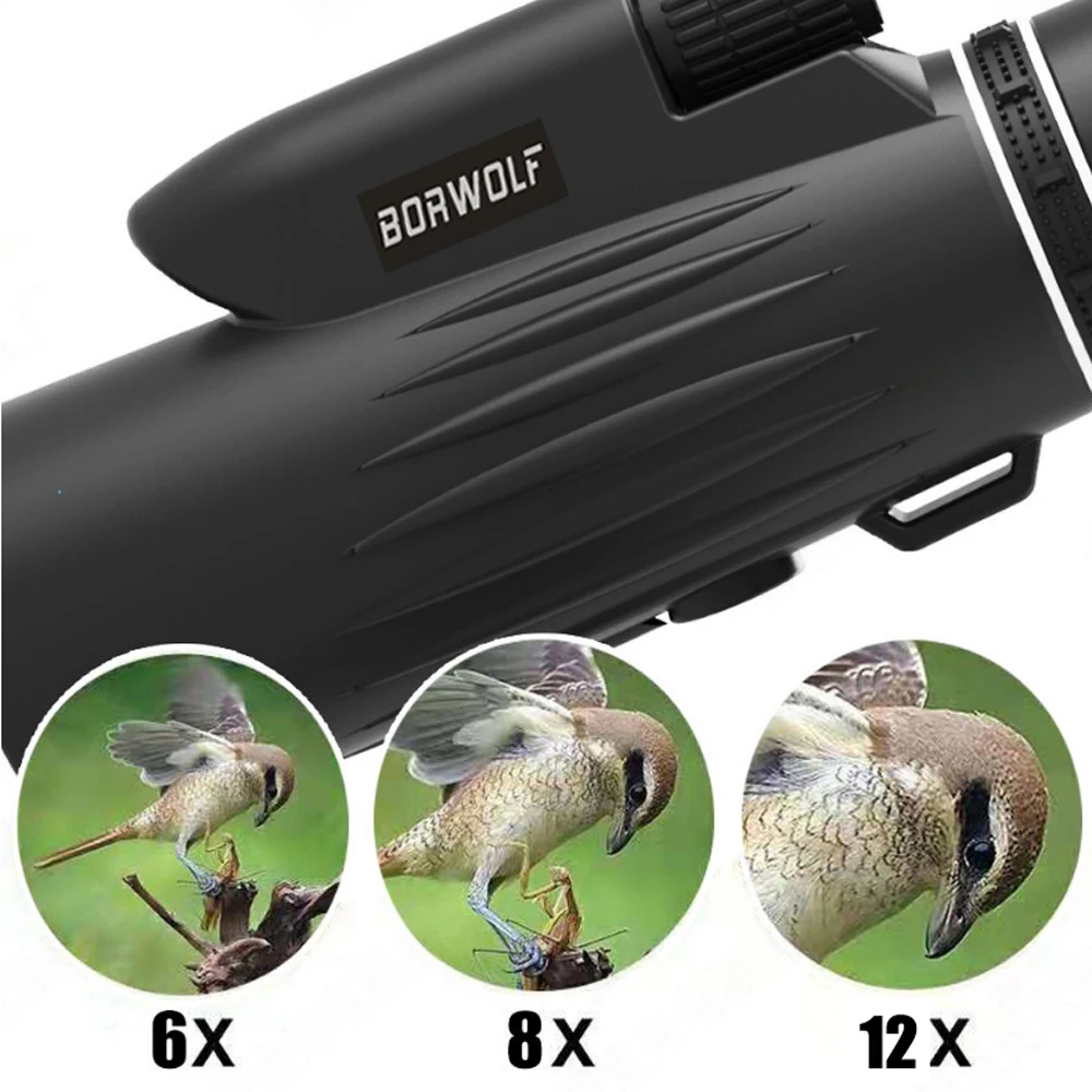 Borwolf 12X50 Monocular Telescope HD  Bak4 Prism Scope with Phone Clip Tripod for hunting Birdwatching Telescope