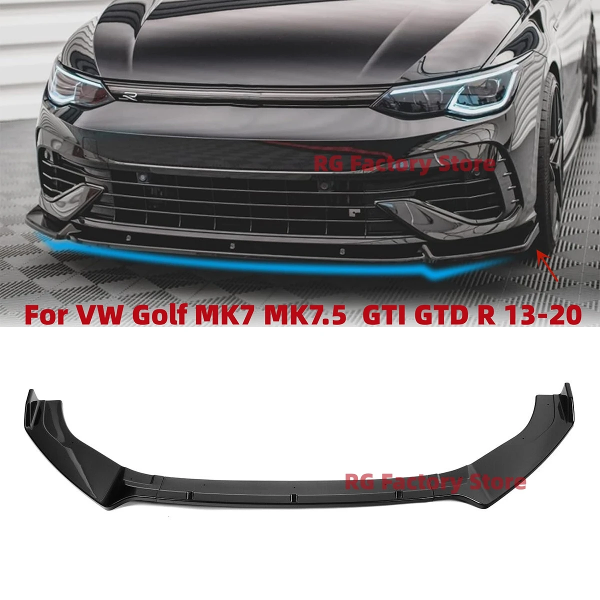 

Front Bumper Splitter Lip For VW Golf 7 7.5 MK7 MK7.5 GTI GTD R R-Line All Models 2012-2020 Diffuser Body Kit Spoiler Guard