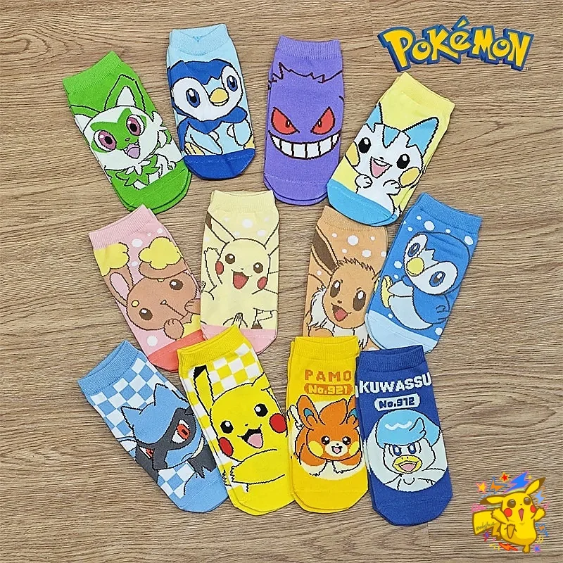 Pokémon Pikachu Socks Action Anime Figures Snorlax Rayquaza Boat Socks Cute Socks Hygroscopic and Sweat Releasing Daily Supplies