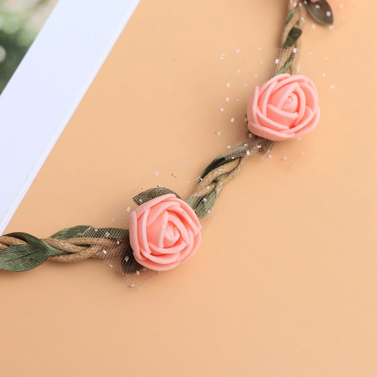 

Pink Lace Flower Headband Creative Cloth Hairband for Party Holiday Woman Headband Travel Hairband