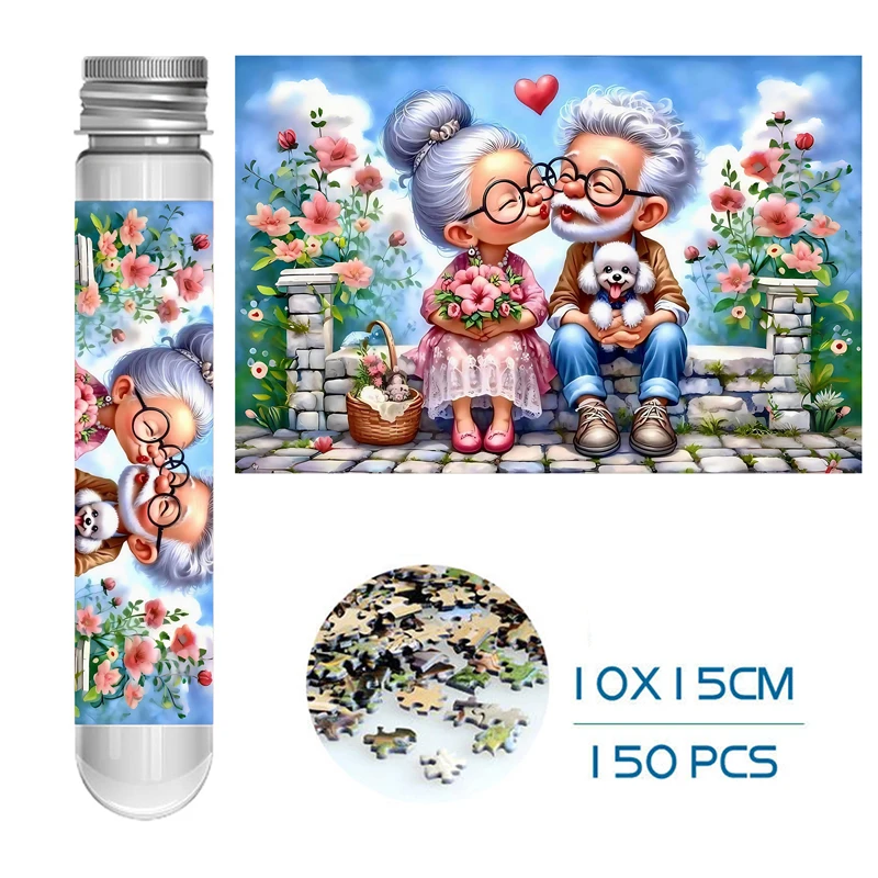 Mini Test Tube Jigsaw Puzzle Couple Kiss Difficult Jigsaw Puzzle for Adult Decompression Toys Game Family