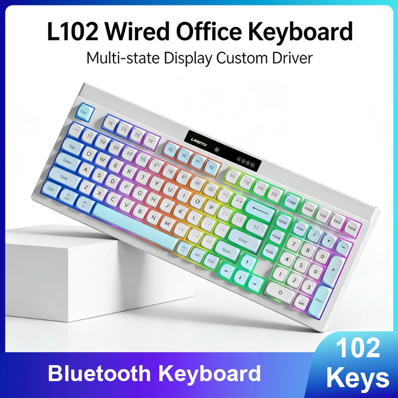 

Bluetooth Keyboard L102 Wireless Tri-Mode Silent Membrane Keyboard for Women Office Gaming Esports with Mechanical