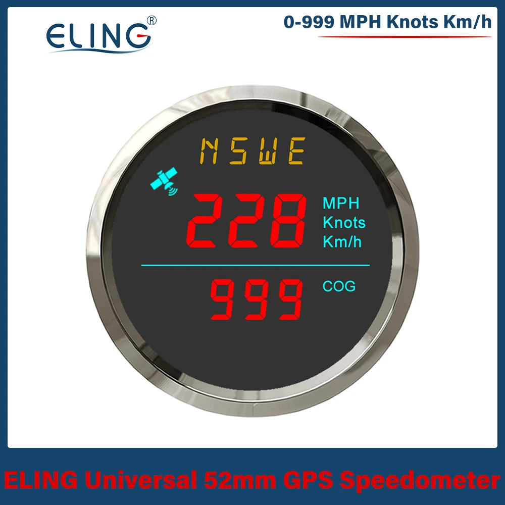 

Newest 52mm 0-999MPH,Knots,Km/h adjustable GPS Speedometer with Compass 12V 24V without Odometer for Ships Boats Yacht Universal