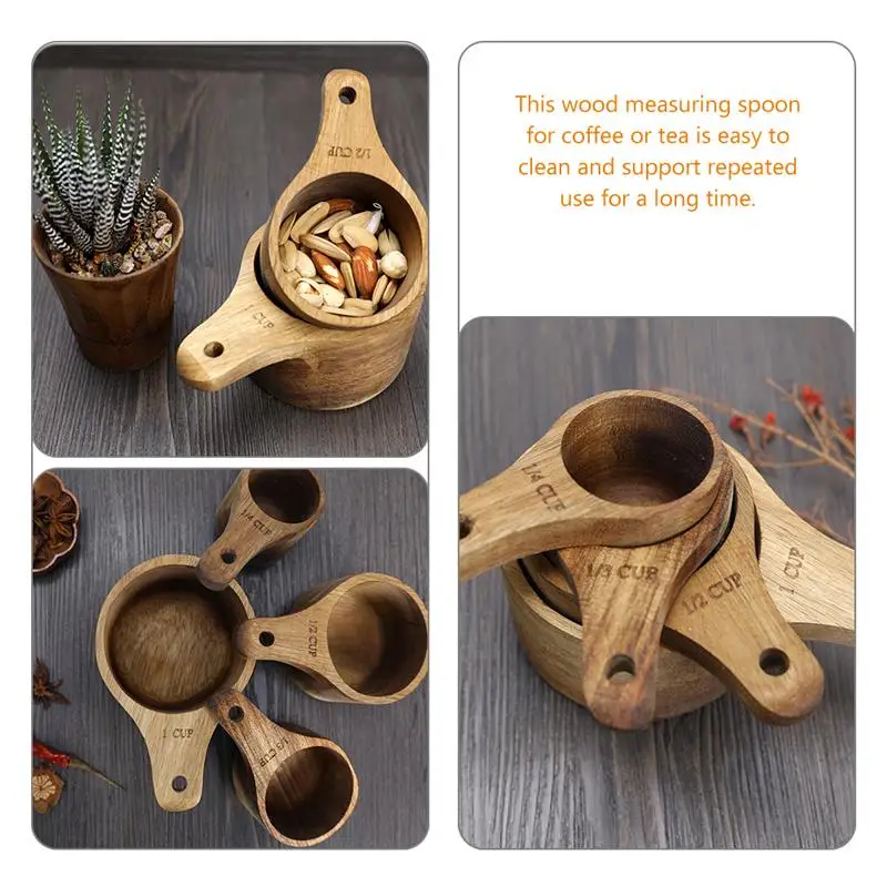 3Pcs Coffee Measuring Wooden For Milk Ground Bean Coffee Beans Baking Set Condiment Coffee Measuring