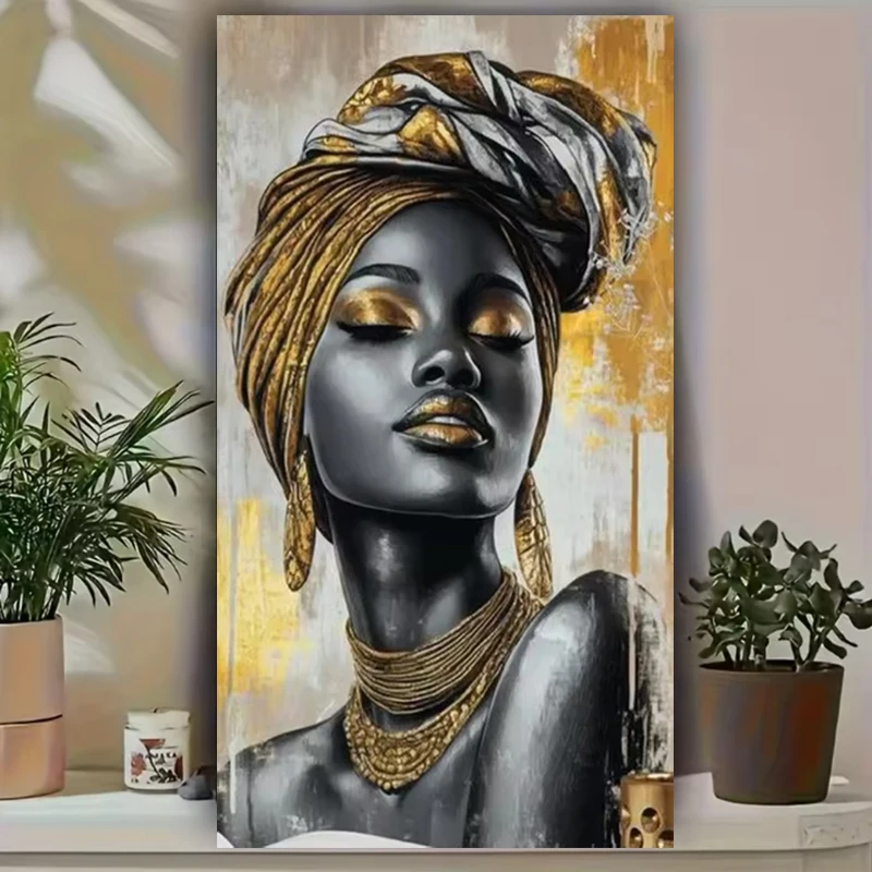 

African Woman 5D Diy Diamond Painting Full Rhinestone Cross Stitch Kit Mosaic Picture Black Beauty Embroidery Home Decoration