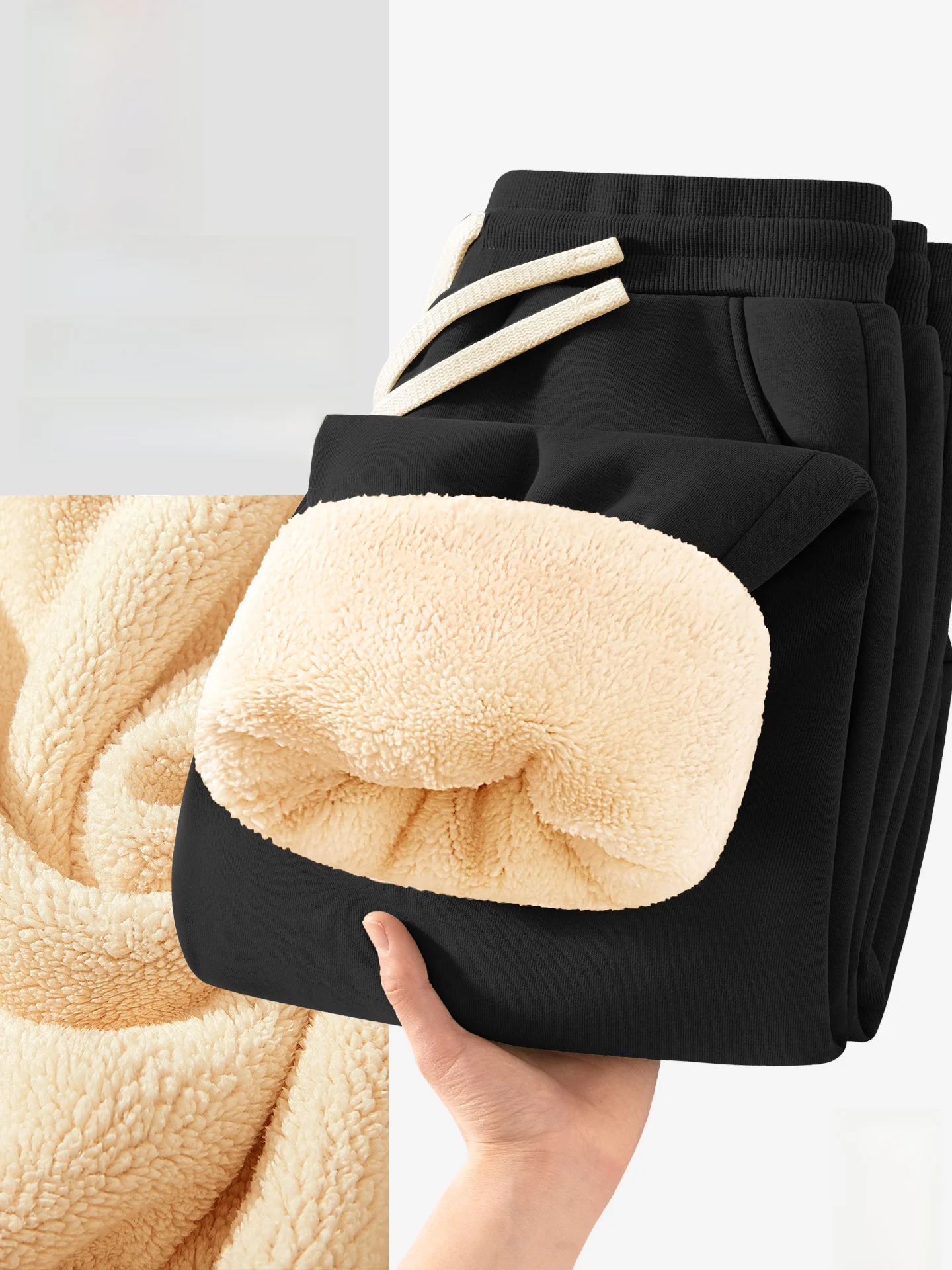 

Утепленные зимние повседневные брюки для мужчин, черные шерстяные спортивные штаны из альпаки, теплые хлопковые брюки, молодежные модные длинные брюки