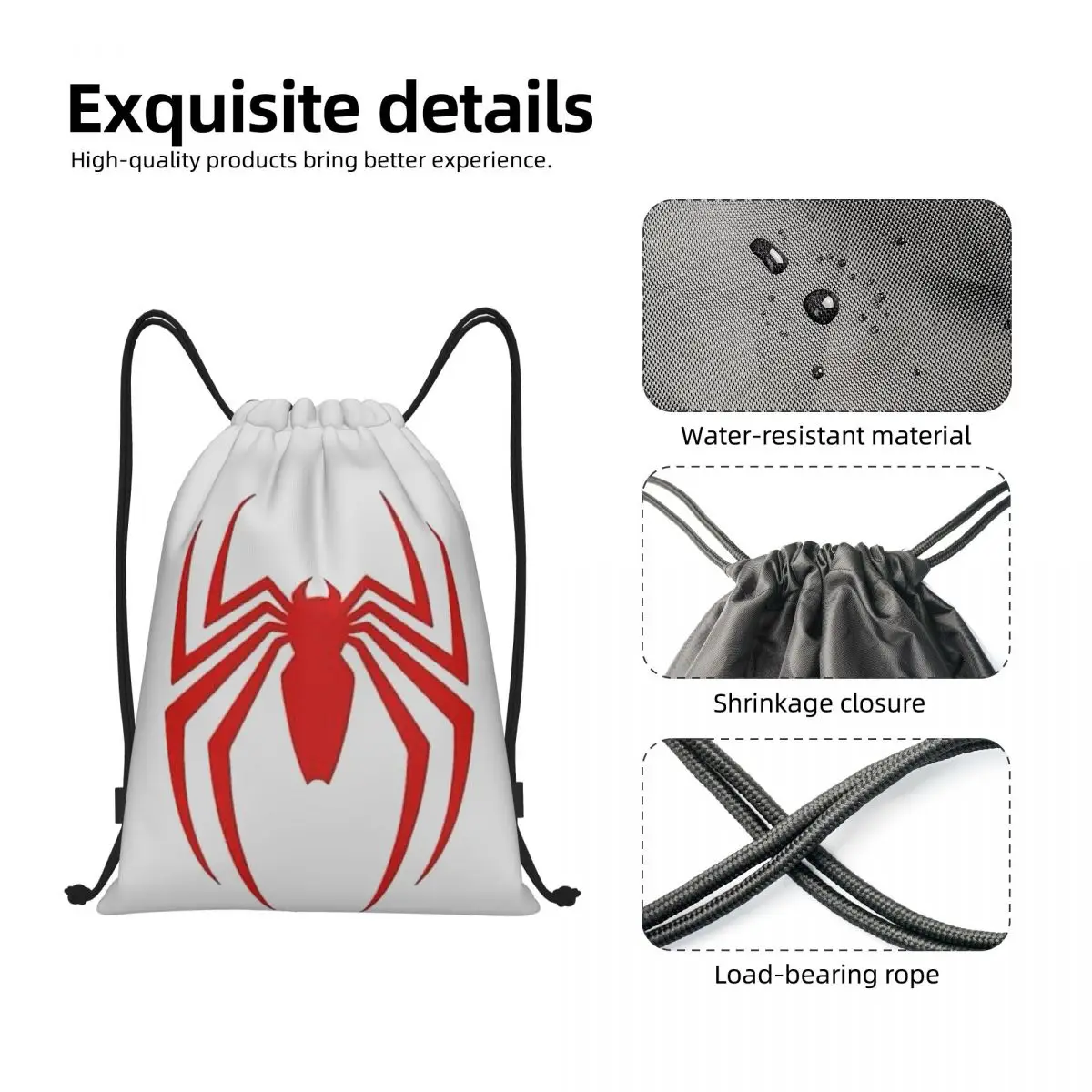 Custom Spider Man Cartoon Superhero Drawstring Bags Women Men Lightweight Sports Gym Storage Backpack