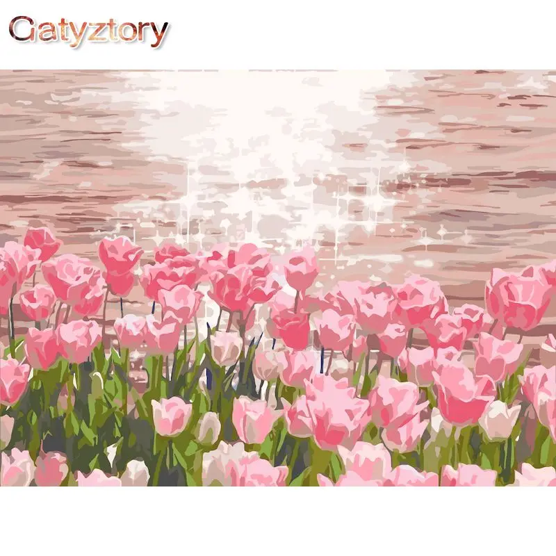 

GATYZTORY Frame Flowers Diy Painting By Numbers Modern Wall Art Canvas Painting Acrylic Paint By Numbers For Living Room Artwork
