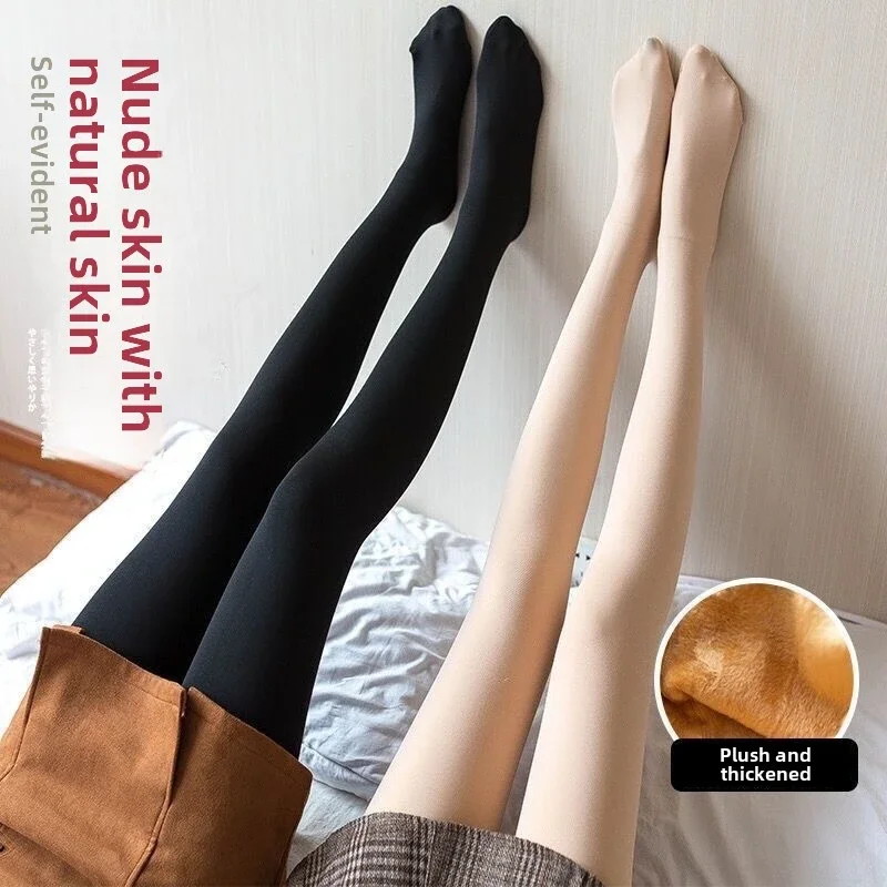 

New Autumn&winter Thick and Fleecy Women's Pantyhose Japanese Style Slimming Leggings Imitation Nylon Plus-size Socks