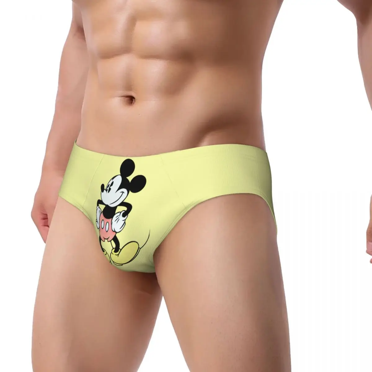 Custom Men's Mickey Mouse Minnie Men Brief Panties Male Soft Underwear Underpants