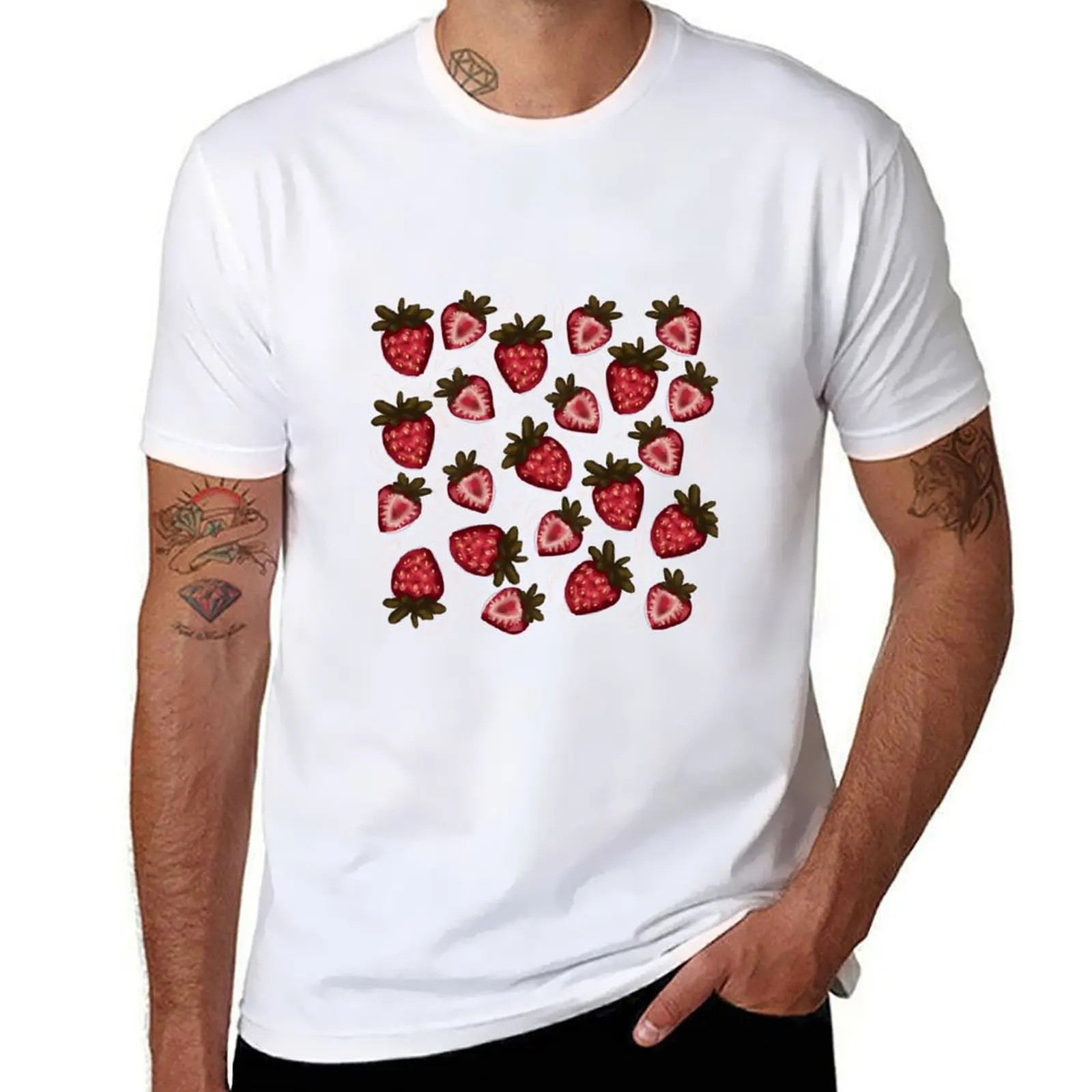 

funny with pattern shirts cute for strawberry prints T-Shirt t shirts cotton t man summer