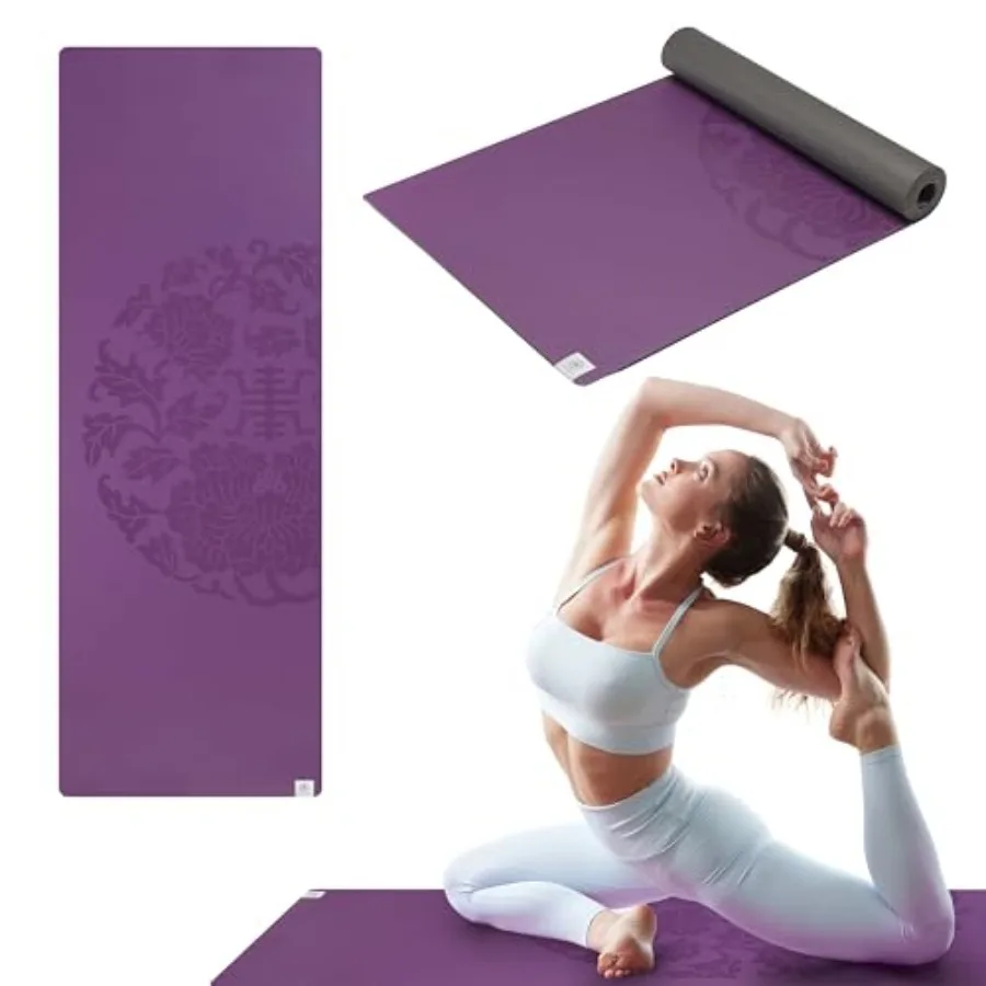 

Dry-Grip Yoga Mat - 5mm Thick Non-Slip Exercise and Fitness Mat for Standard or Hot Yoga Pilates and Floor Workouts - Cushioned
