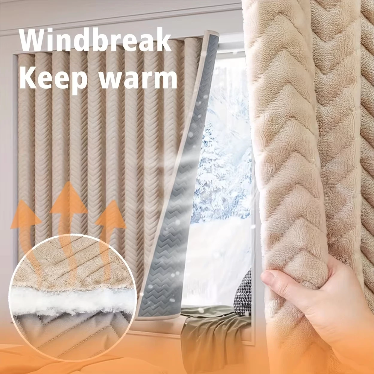 1pc Thick Blackout Curtains with Velvet Lining, Comfortable Velvet Feel, Noise-Reducing, Windproof, Ideal for Home Decor