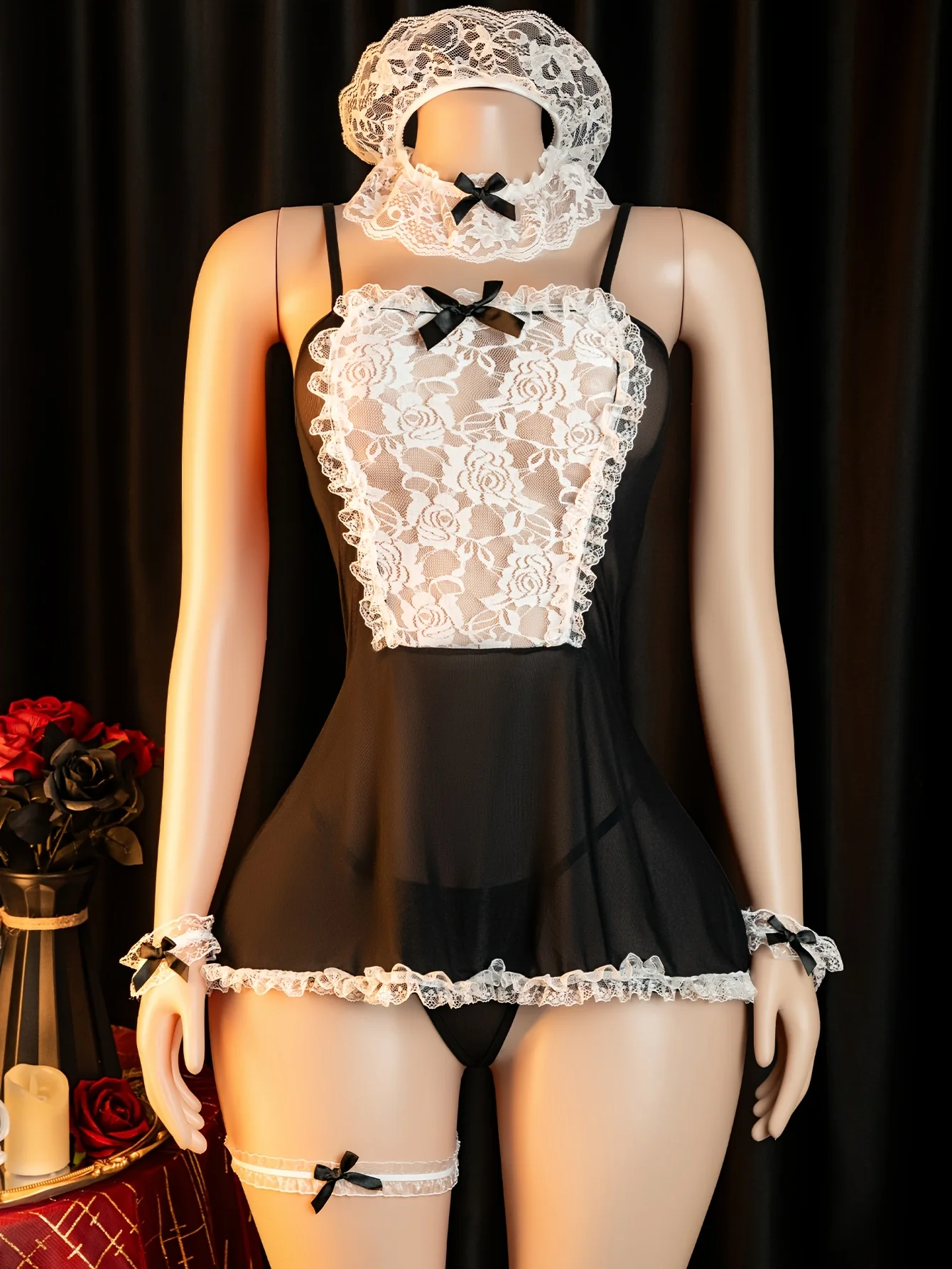 Women Lingerie Set Transparent Hot Lace Dress Sexy Adult Erotic Uniform Crotchless Temptation Pajamas Cosplay Babydoll Underwear