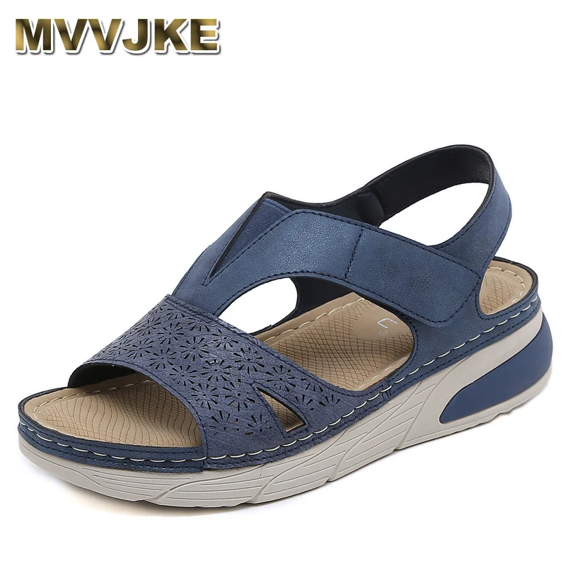 

2024 Casual Summer Novelty Leisure Wedge Sandals Women Sewing Thread Adjustable Hook Loop Light Anti-slide Waterproof