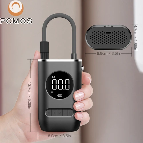Imagen 2 del producto PCMOS-bomba de inflado montada en coche, inflado de neumáticos portátil para coche y motocicleta, pantalla Digital inalámbrica de mano, 1 Juego