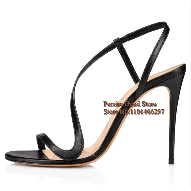 

Cross Strap Women High Heel Sandals Nude Black Matte Leather Clear PVC Patchwork 12cm Female Evening Dress Shoes