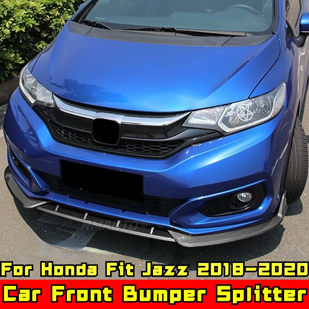 Fit Jazz Front Bumper Spoiler Carbon Fiber Look Sport Style Front Bumper Apron For Honda Fit Jazz 2018-2020 Car Accessories