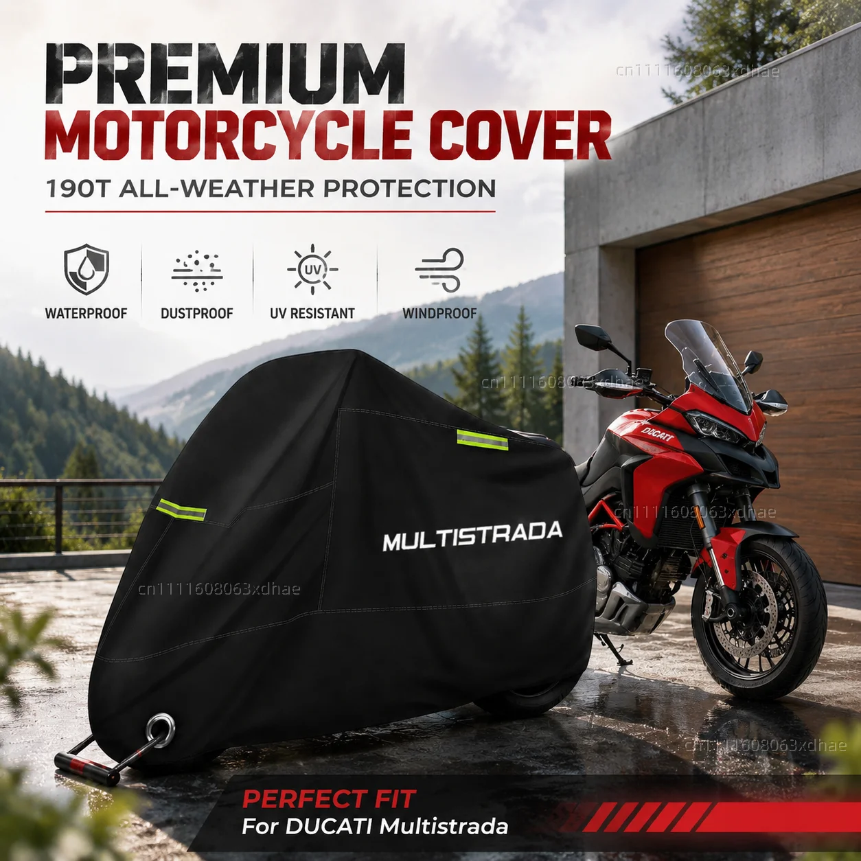 

All Season Motorcycle Cover Rainproof Dustproof UV Protection 190T Oxford Cloth For For DUCATI Multistrada 950 1100 1260 1200 S