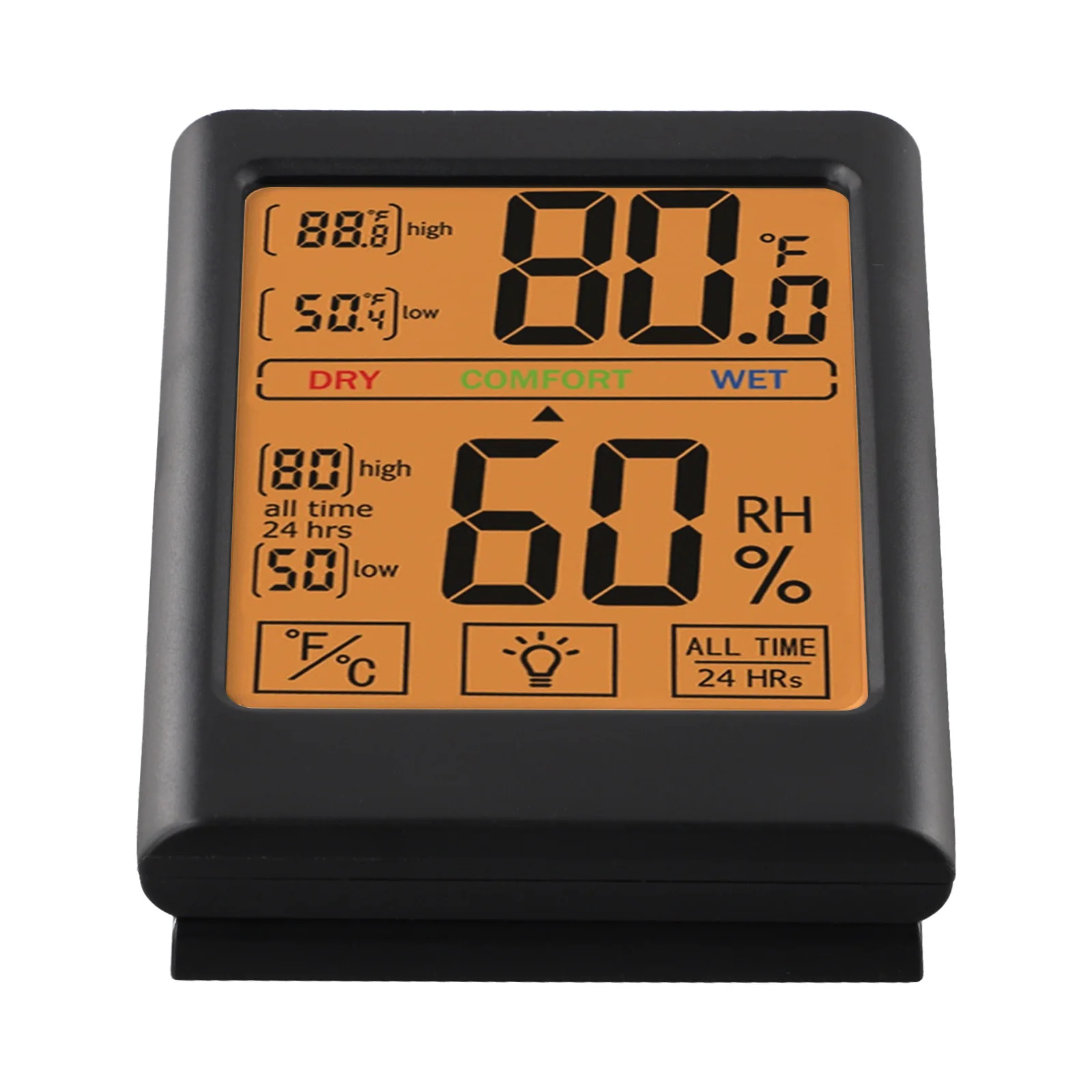Touchscreen Digital Thermometer Hygrometer with Large Backlit Display for Easy Reading of Temperature and Humidity Levels