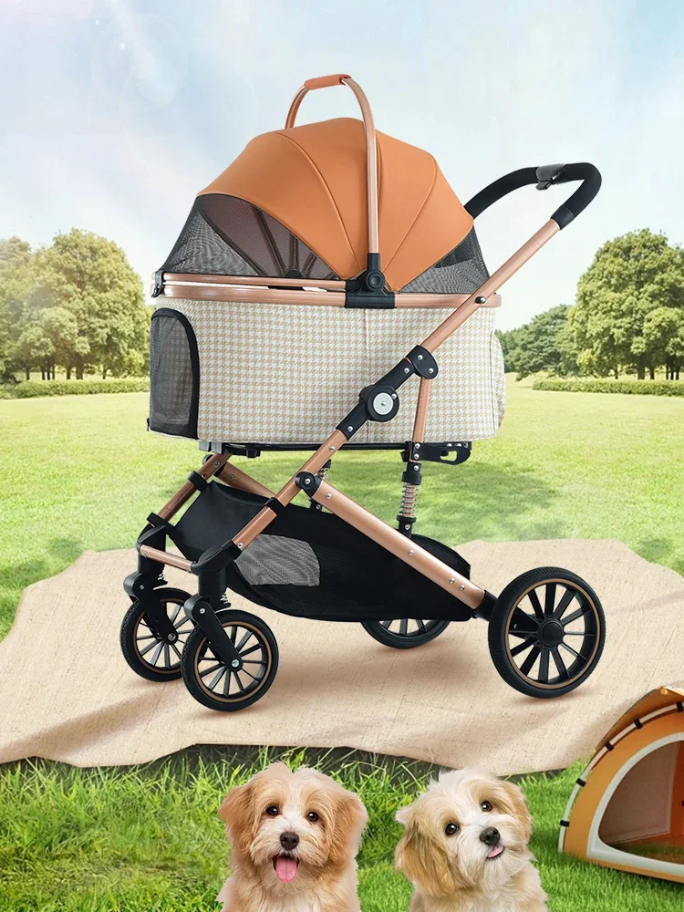 New fashion designed Customized double foldable new fashion high quality pet carrier travel stroller pet