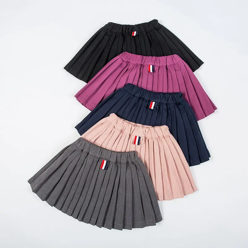 Girls Pleated Skirts Kids School Skirt Spring Autumn Solid Color Tutu Skirt Toddler Girl Dance Party Skirts Children Clothing