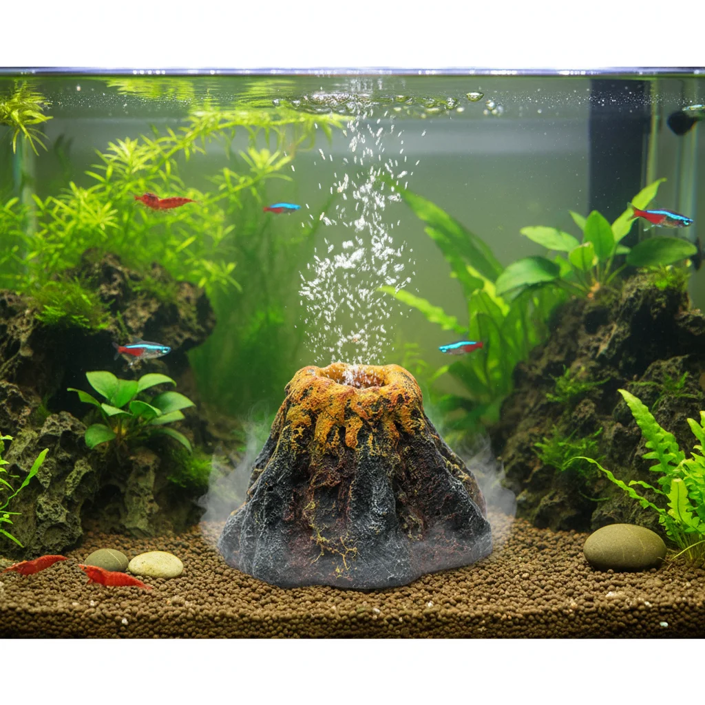Bomba de oxígeno con forma de volcán para acuario, piedra de burbuja de aire, decoración, placa de tanque de piedra de burbuja, bomba de aire, decoración de pecera de acuario