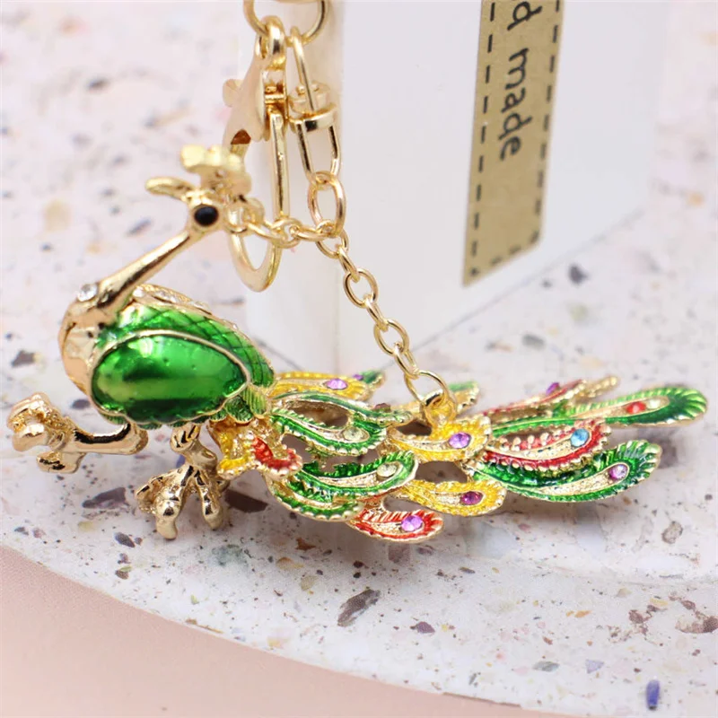 

Bling Rhinestone KeyChain Elegant Colorful Peacock Keychain Peafowl Peahen Keyring Bag Pendant Car Key Chain Ring