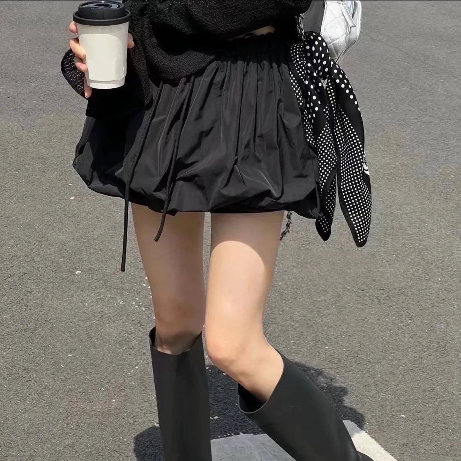 Vrouwen korte mini bubble rokken casual zomer effen kleur elastische trekkoord rokken voor strandvakantie club streetwear