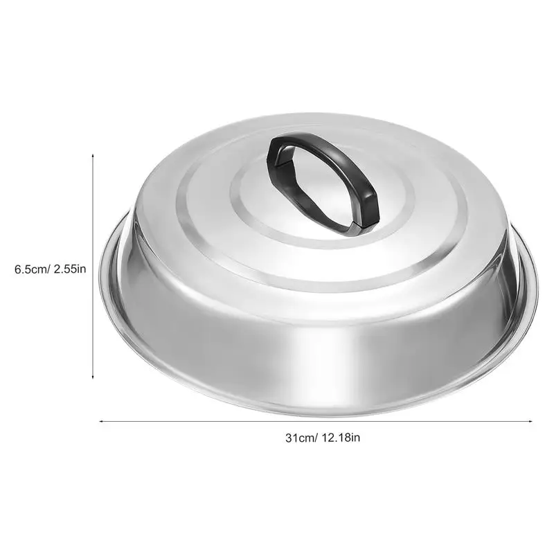 32cm Stainless Steel Deepening Tripod Lid Thickening and Heightening Pot Wok Burger Basting Frying Pan Steaming Cover