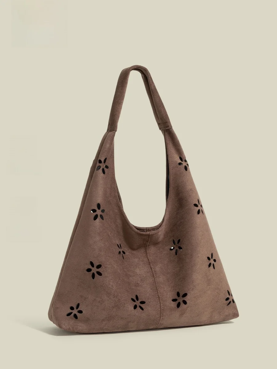 

Женская сумка через плечо Lirabunny из замши с цветочным узором и вырезами, большая вместительная повседневная сумка для поездок на работу, из мягкой ткани, с магнитной застежкой