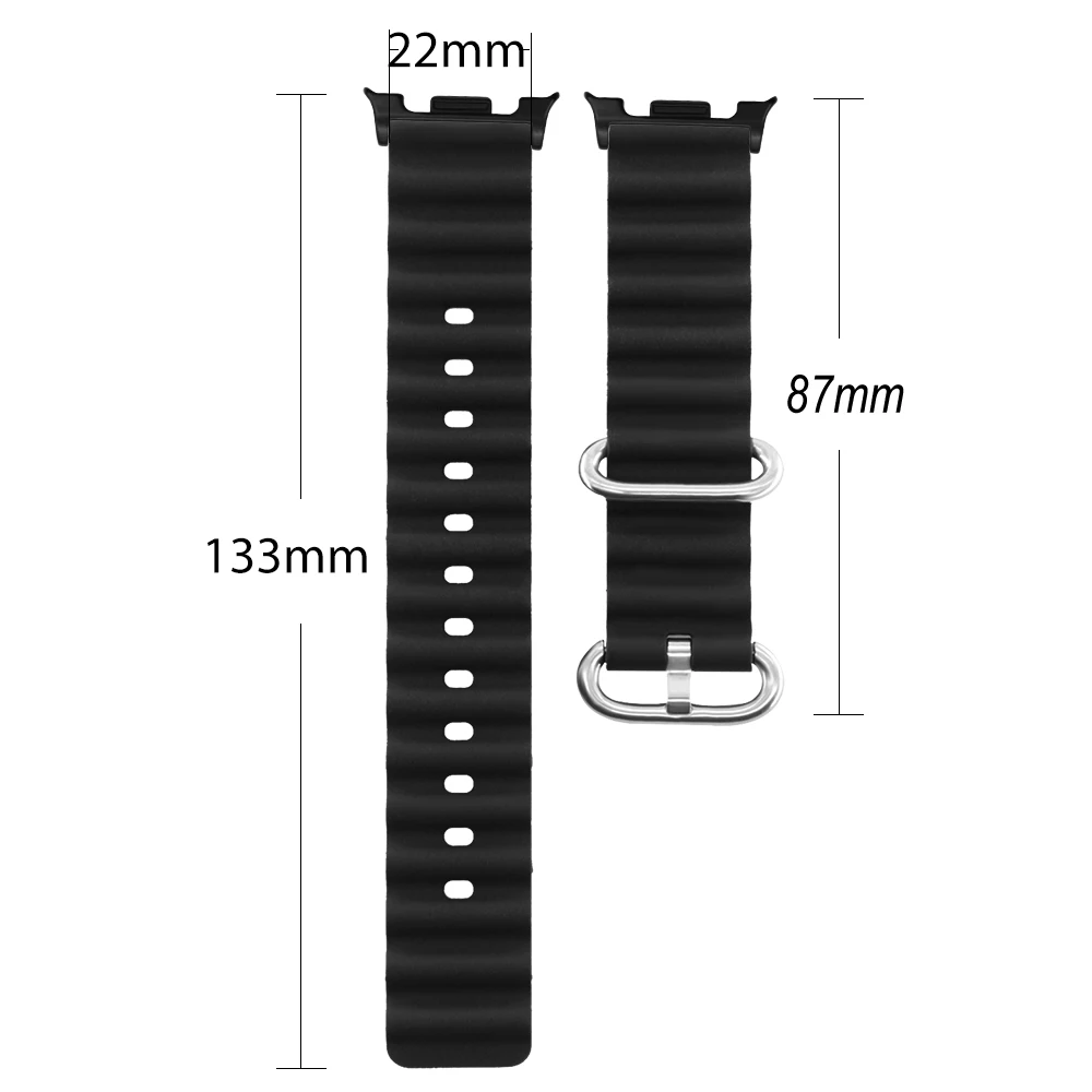Ocean Wave Strap For Samsung Galaxy Watch 8 44mm/40mm Bracelet Two Metal Buckle Lightweight Silicone Quick Release Sport Band