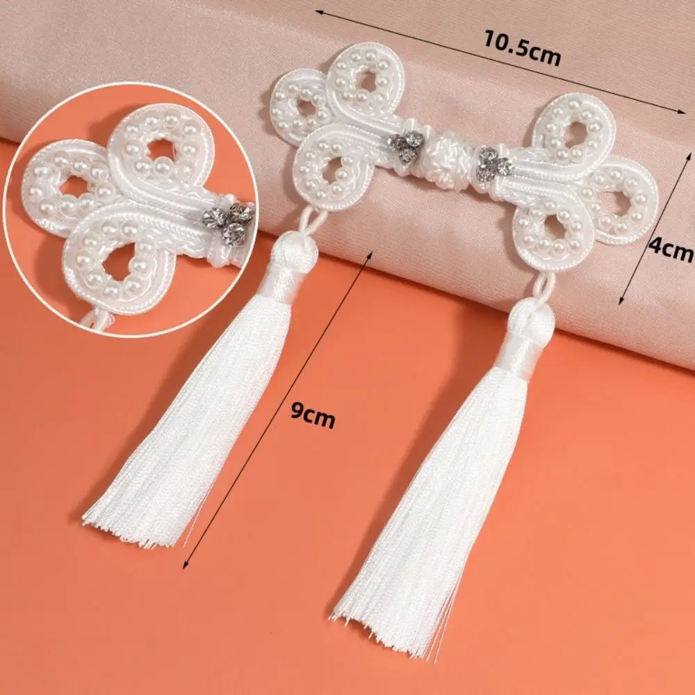 1PCS Chinese Style Tassel Plate Buckle Hand-beaded Long Tail Decorative Buttons DIY Clothing National Tide Chinese Knot Button