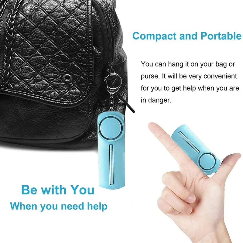 RISE-Safe 개인 알람 키체인 알람, LED 조명 포함, 여성, 어린이, 노인용 비상 안전 경보, 파란색 및 핑크, 130DB