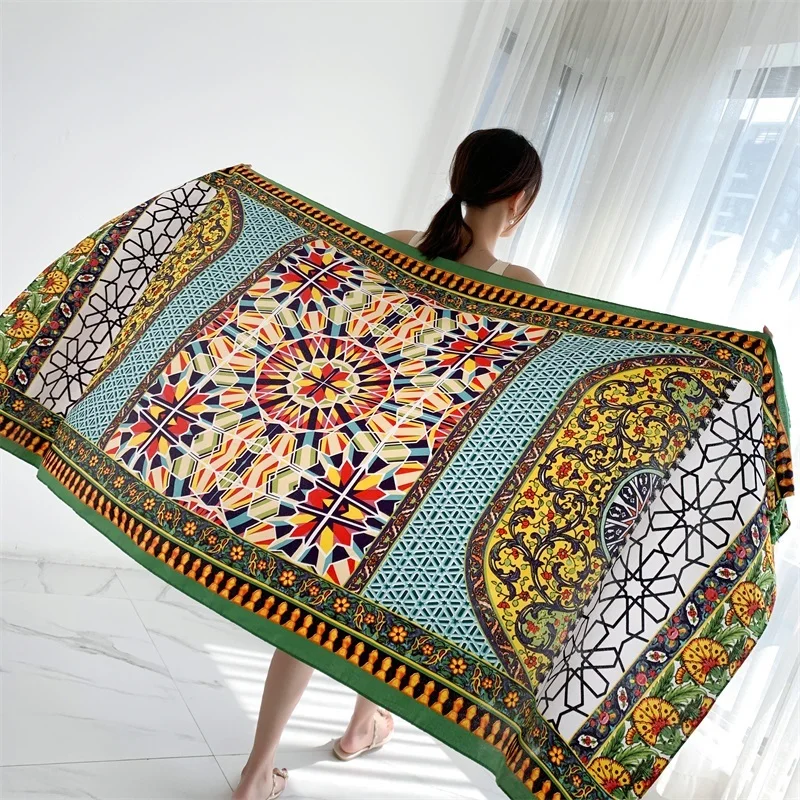 90x185cm Printing Process Twill Summer Suncare Beach Dress Bikini Sarong Wrap Scarf Women Brazilian Swimsuit Bathing Cover-ups