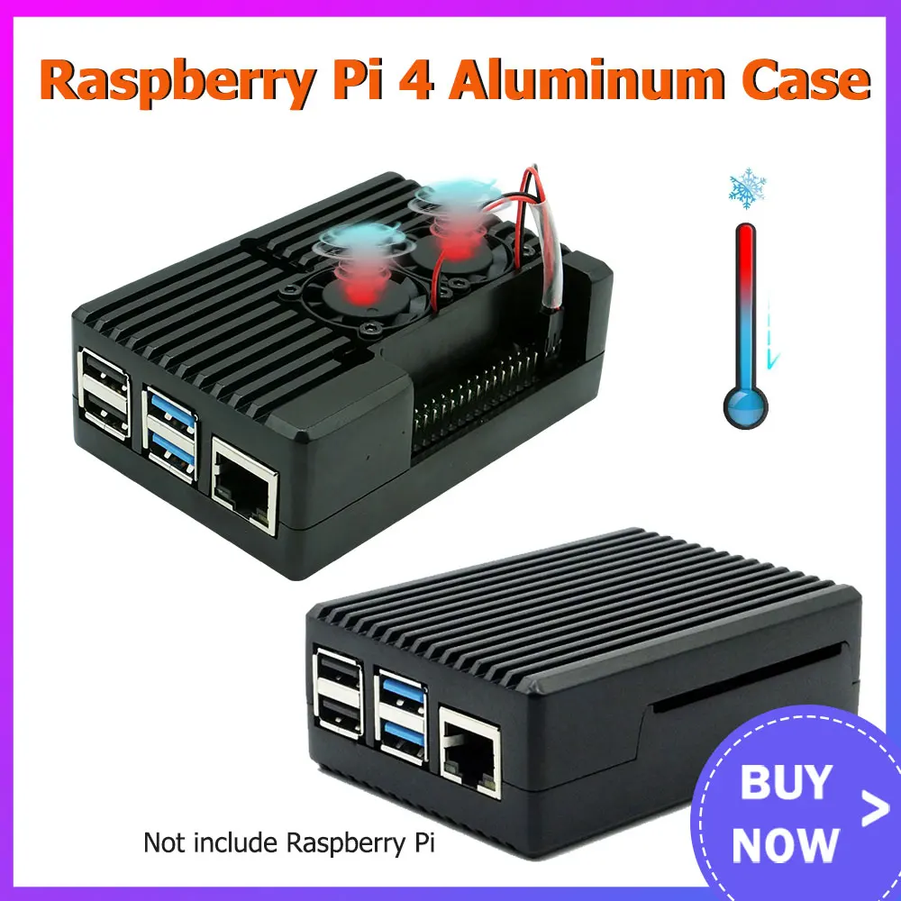 Aluminum Alloy Case for Raspberry Pi 4 Metal Shell with Cooling fan without Dual Fan Optional  for Raspberry Pi 4 Model B