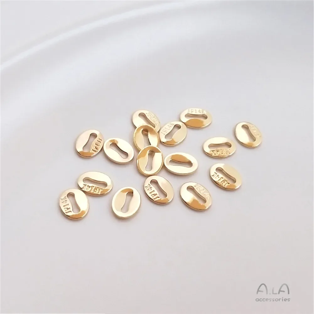14K 18K Plated Gold Engraved Label Accessories Connect End 8 Figure Buckle Piece DIY Accessories